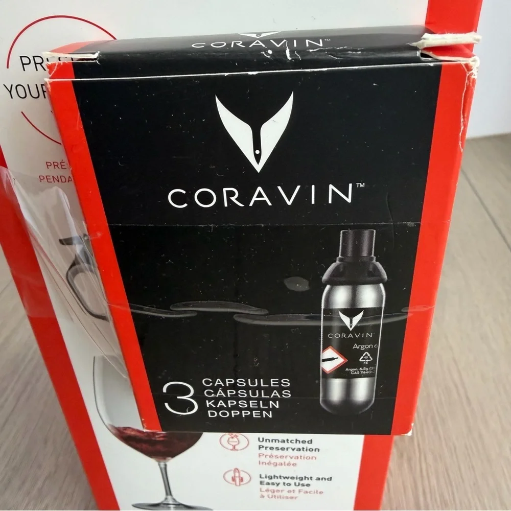 NWT Coravin Model One Black WINE Preservation System 2 Argon Capsule Bundle - Picture 5 of 6